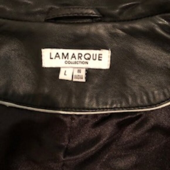 Lamarque Collection 264Ariel Lined 100% Leather Jacket Black Size L NWOT - Picture 5 of 6